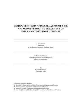 Design, Synthesis and Evaluation of 5-Ht7 Antagonists for the Treatment of Inflammatory Bowel Disease