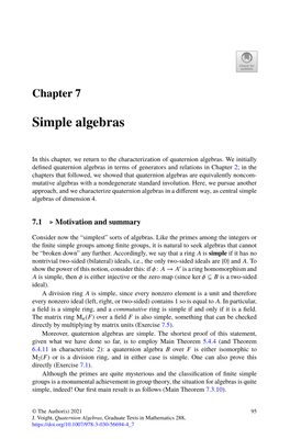 Simple Algebras