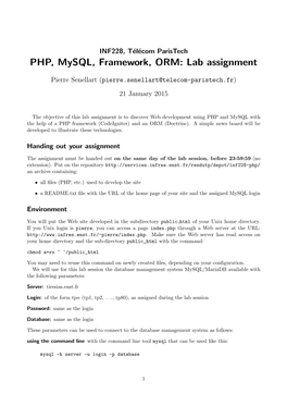 PHP, Mysql, Framework, ORM: Lab Assignment