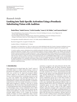 Research Article Looking Into Task-Specific Activation Using a Prosthesis Substituting Vision with Audition