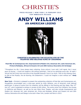 Andy Williams an American Legend