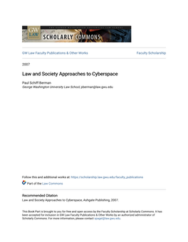Law and Society Approaches to Cyberspace