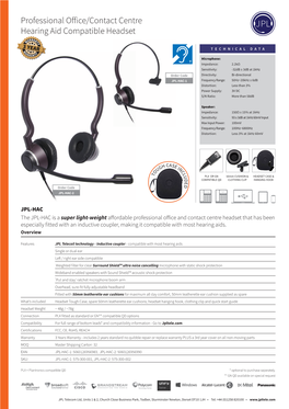 Professional Office/Contact Centre Hearing Aid Compatible Headset