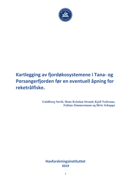 Kartlegging Av Fjordøkosystemene I Tana