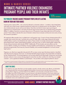 Intimate Partner Violence Endangers Pregnant People and Their Infants