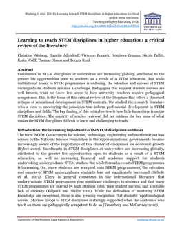 Learning to Teach STEM Disciplines in Higher Education: a Critical Review of the Literature