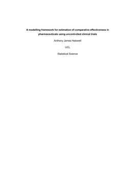 Page 1 of 181 a Modelling Framework for Estimation of Comparative