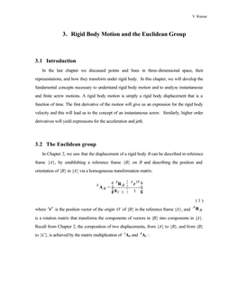 3. Rigid Body Motion and the Euclidean Group