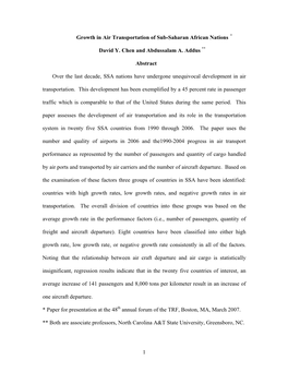 1 Growth in Air Transportation of Sub-Saharan African Nations David