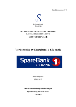 Verdsettelse Av Sparebank 1 SR-Bank