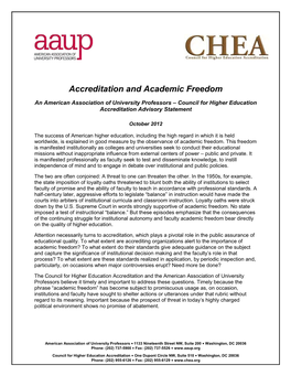 Accreditation and Academic Freedom
