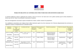 Publicite Relative Au Controle Des Structures Des Exploitations Agricoles