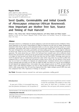 Of Pterocarpus Erinaceus (African Rosewood). How Important Are Mother Tree Size, Source and Timing of Fruit Harvest?