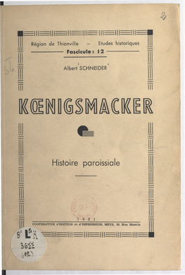 Kœnigsmacker. Histoire Paroissiale