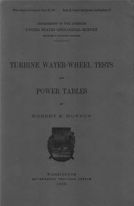 Turbine Water-Wheel Tests