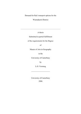Transport Options for the Waimakariri District