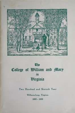 Bulletin of the College of William and Mary--Catalogue Issue, 1952-1953