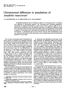 Chromosomal Differences in Populations of Anopheles Nuneztovari