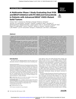 A Multicenter Phase I Study Evaluating Dual PI3K and BRAF