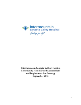 Intermountain Sanpete Valley Hospital Community Health Needs Assessment and Implementation Strategy September 2013