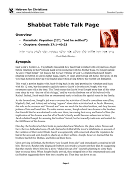 Shabbat Table Talk Page