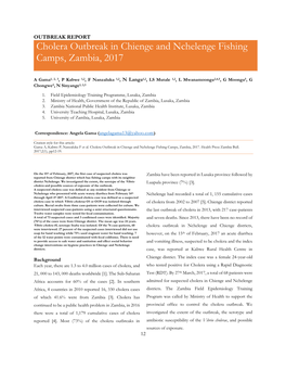 Cholera Outbreak in Chienge and Nchelenge Fishing Camps, Zambia, 2017