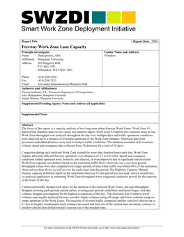 Freeway Work Zone Lane Capacity