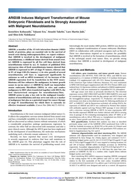 ARID3B Induces Malignant Transformation of Mouse