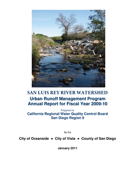 SAN LUIS REY RIVER WATERSHED Urban Runoff Management Program Annual Report for Fiscal Year 2009-10