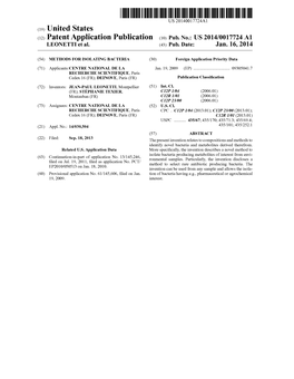 (12) Patent Application Publication (10) Pub. No.: US 2014/0017724 A1 LEONETT Et Al