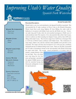 Improving Utah's Water Quality, Spanish Fork River Watershed