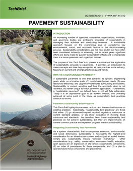 FHWA Tech Brief on Pavement Sustainability