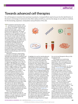 Towards Advanced Cell Therapies