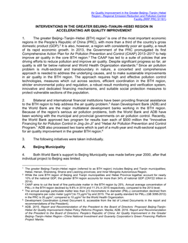 Interventions in the Greater Beijing–Tianjin–Hebei Region in Accelerating Air Quality Improvement