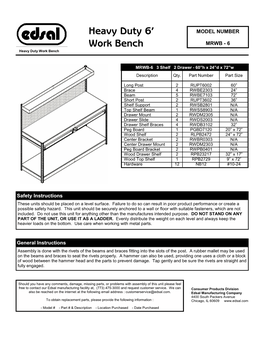 Heavy Duty 6' Work Bench