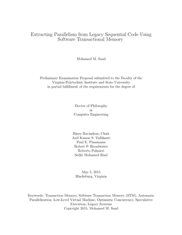 Extracting Parallelism from Legacy Sequential Code Using Software Transactional Memory