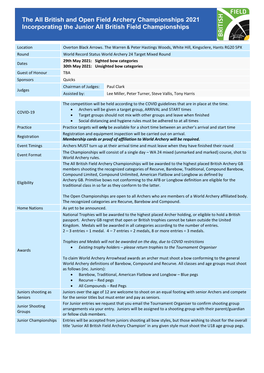 The All British and Open Field Archery Championships 2021 Incorporating the Junior All British Field Championships