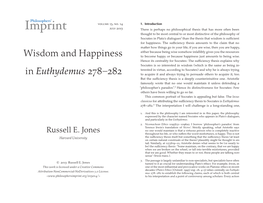 Wisdom and Happiness in Euthydemus 278–282