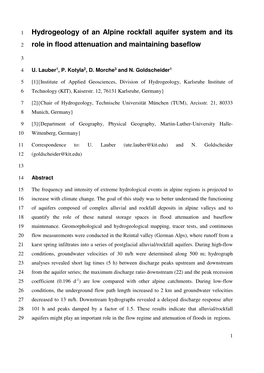 Hydrogeology of an Alpine Rockfall Aquifer System and Its Role in Flood Attenuation and Maintaining Baseflow