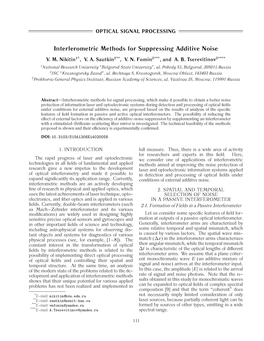 Interferometric Methods for Suppressing Additive Noise 2.1