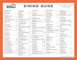 Dining Guide Area Code Is 435 Unless Otherwise Noted