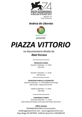 PIAZZA VITTORIO Un Documentario Diretto Da Abel Ferrara