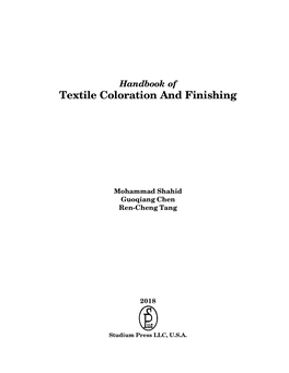 Textile Coloration and Finishing