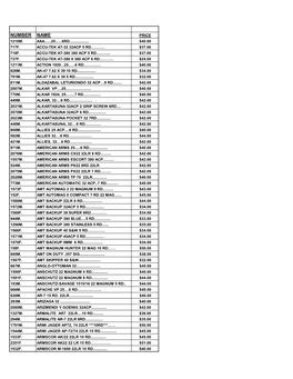 Number Name Price 1210M