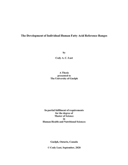 The Development of Individual Human Fatty Acid Reference Ranges