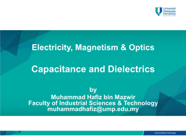 Capacitance and Dielectrics