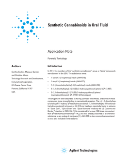 Synthetic Cannabinoids in Oral Fluid