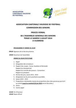 Association Cantonale Vaudoise De Football Commission Des Seniors