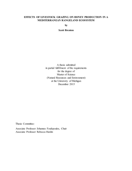 EFFECTS of LIVESTOCK GRAZING on HONEY PRODUCTION in a MEDITERRANEAN RANGELAND ECOSYSTEM by Scott Brenton