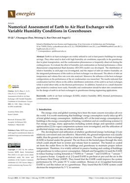 Numerical Assessment of Earth to Air Heat Exchanger with Variable Humidity Conditions in Greenhouses